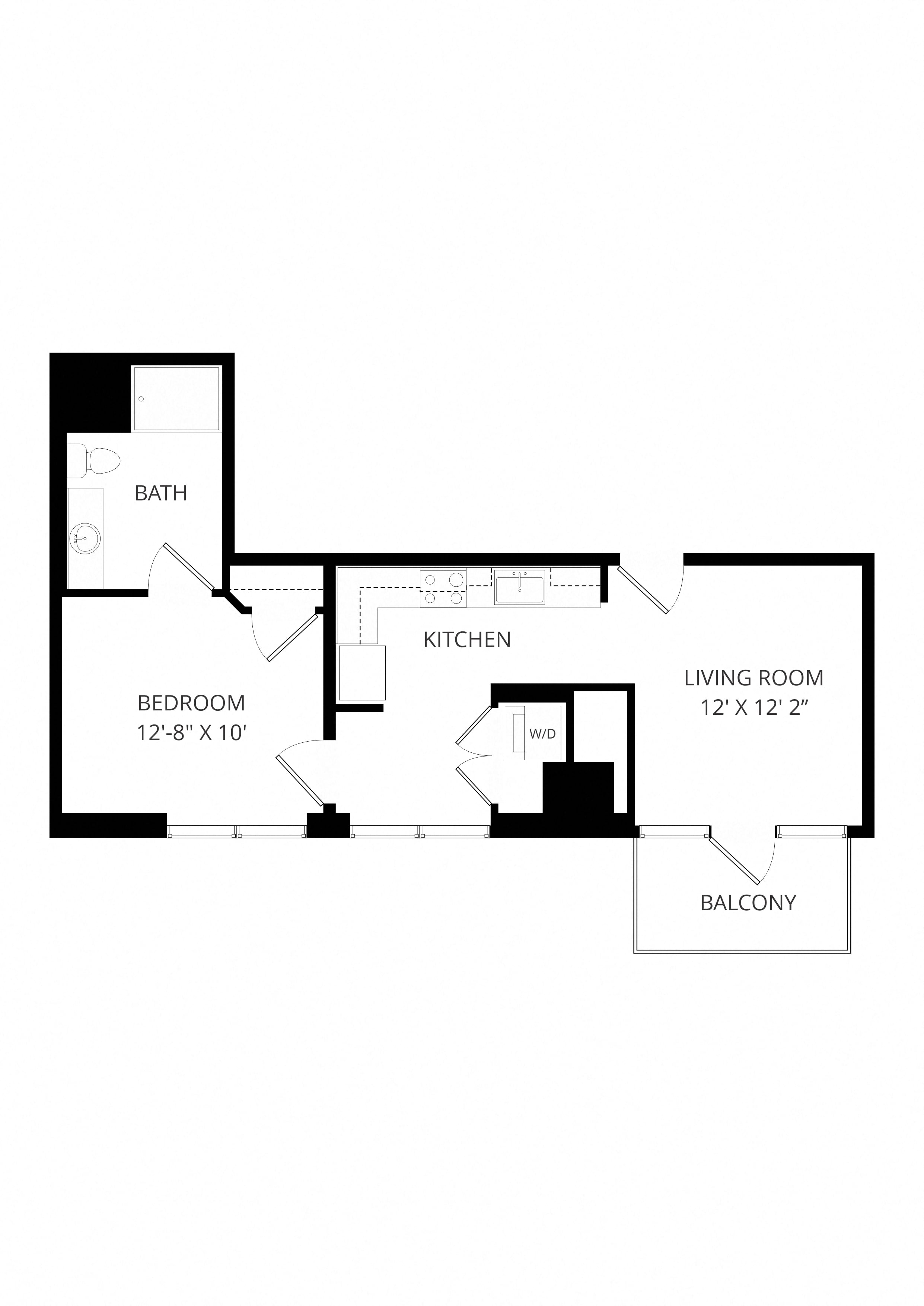 1X1 B2 floor plan
